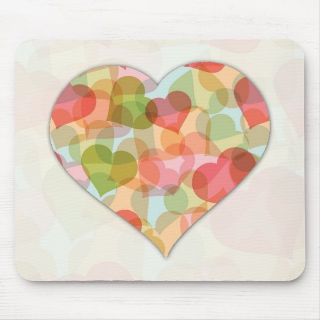 Alfombrilla De Ratón Día de San Valentín feliz con los corazones (Frente)