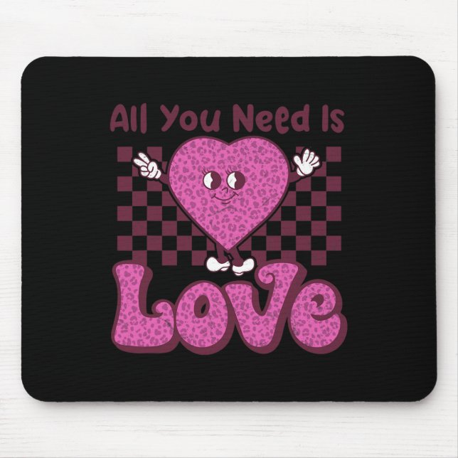 Alfombrilla De Ratón Día de San Valentín Retro Groovy Todo Lo Que Neces (Frente)