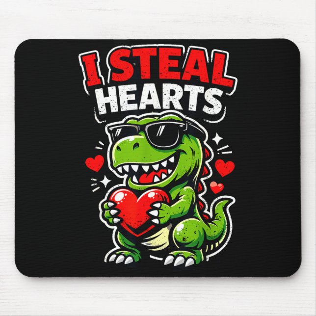 Alfombrilla De Ratón Día de San Valentín Roba Corazones T-rex  (Frente)