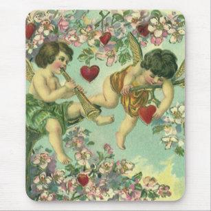 Alfombrilla De Ratón Día de San Valentín victoriano vintage cupids Hear