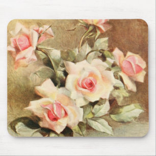 Alfombrilla De Ratón Día de San Valentín Vintage Amor Romance Rosas Ros