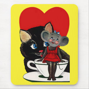Alfombrilla De Ratón Día de San Valentín vintage, corazón de taza de té