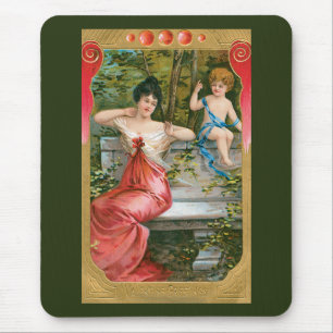 Alfombrilla De Ratón Día de San Valentín Vintage, Dama Victoriana con C