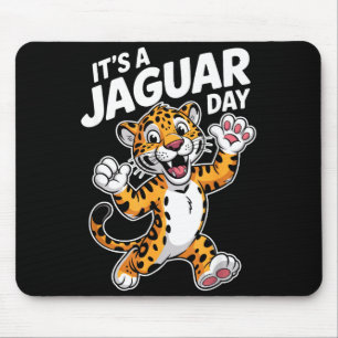 Alfombrilla De Ratón Día del jaguar lindo dibujo animado animal selva