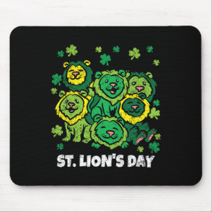 Alfombrilla De Ratón Día del León de San Patricio, adorable animal tréb