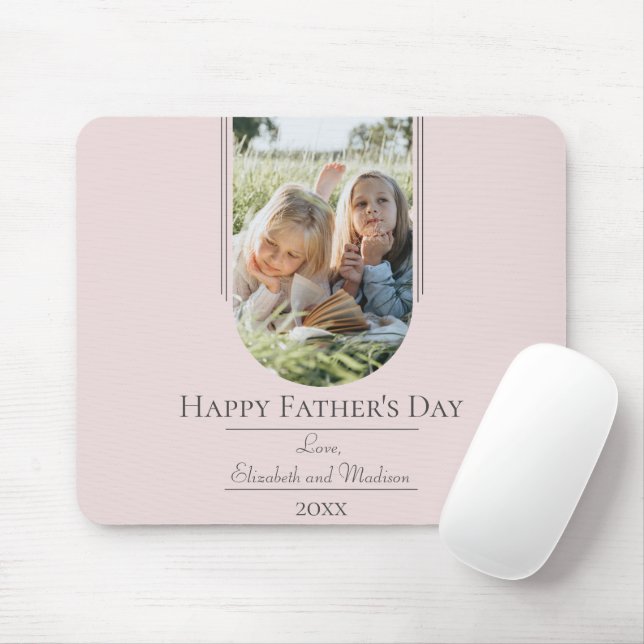 Alfombrilla De Ratón Día del padre de la foto moderna en arco | Rosa (Con ratón)