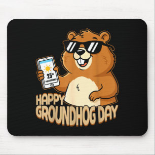 Alfombrilla De Ratón Día Feliz de la Marmota Cute Marmota Divertida Mar