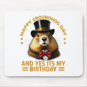 Alfombrilla De Ratón Día Feliz de la Marmota Sí Es Mi Cumpleaños Marmot