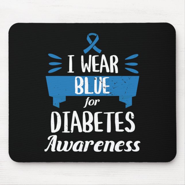 Alfombrilla De Ratón Diabetes Sensibilización Mes Yo Uso Azul T1 T2 (Frente)