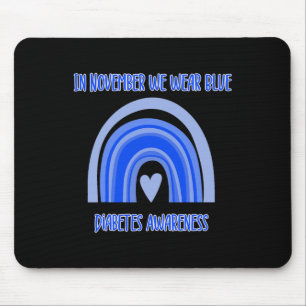 Alfombrilla De Ratón Diabetes T1D Awareness Mono Blue Rainbow Ribbon S