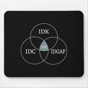 Alfombrilla De Ratón Diagrama Venn Idgaf Gracioso Meme Ciencia Scifi Id