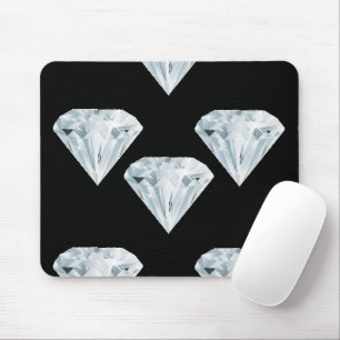 Alfombrilla De Ratón diamantes brillantes plateados en negro