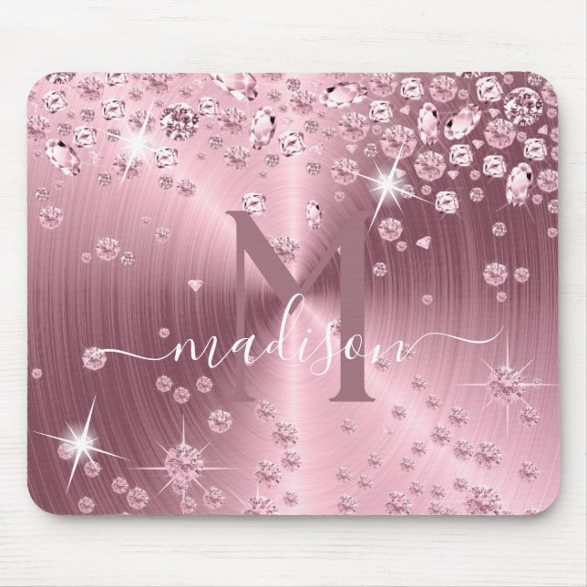 Alfombrilla De Ratón Diamantes de malva rosa - Personalizados (Frente)