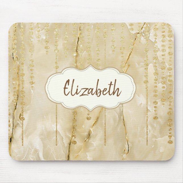 Alfombrilla De Ratón Diamantes de oro adorables, mármol - Personalizado (Frente)