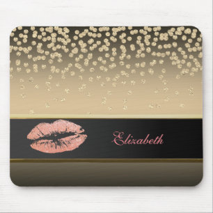 Alfombrilla De Ratón Diamantes de Oro Elegante - Labios Brillantes - Pe