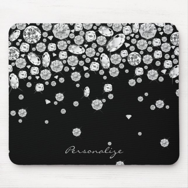 Alfombrilla De Ratón Diamantes en fondo negro (Frente)