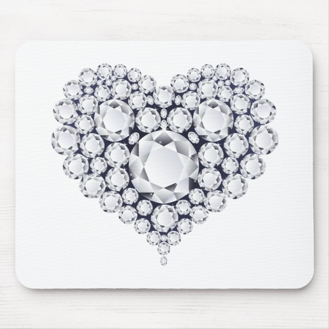 Alfombrilla De Ratón Diamantes gemas del corazón (Frente)