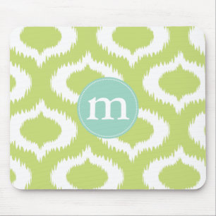 Alfombrilla De Ratón Diamantes verdes modernos de Ikat personalizados