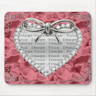 Alfombrilla De Ratón Diamond Heart Frame Red Mouse Pad