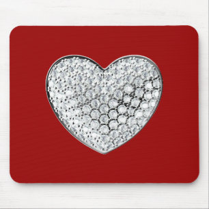 Alfombrilla De Ratón Diamond Heart - maroon bg