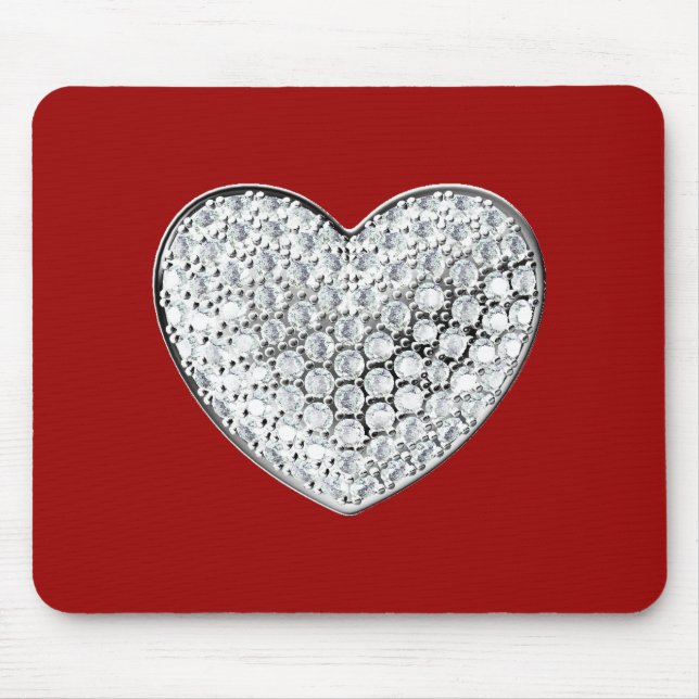 Alfombrilla De Ratón Diamond Heart - maroon bg (Frente)