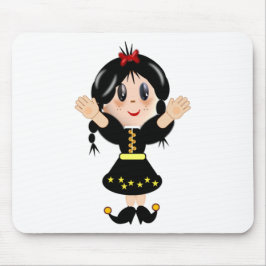 Alfombrilla De Ratón Dibujo animado de niña pequeña feliz y linda