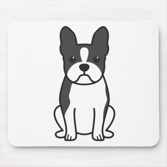 Alfombrilla De Ratón Dibujo animado del perro de Boston Terrier (Frente)