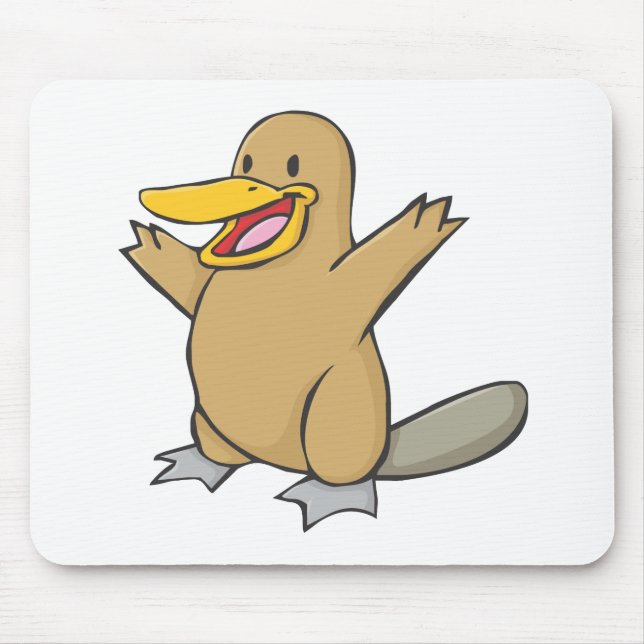Alfombrilla De Ratón Dibujo animado feliz de Platypus (Frente)