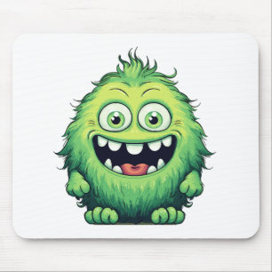 Alfombrilla De Ratón Dibujo Animado Monstruo Verde Lindo Sonriente