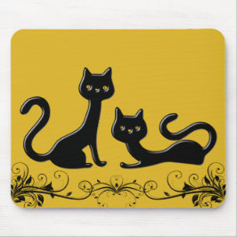 Alfombrilla De Ratón Dibujo animado negro II Mousepad de los gatitos