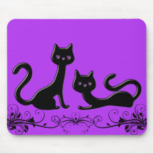 Alfombrilla De Ratón Dibujo animado negro VI de los gatitos