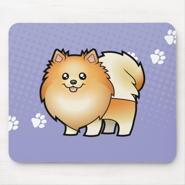 Alfombrilla De Ratón Dibujo animado Pomeranian (Frente)