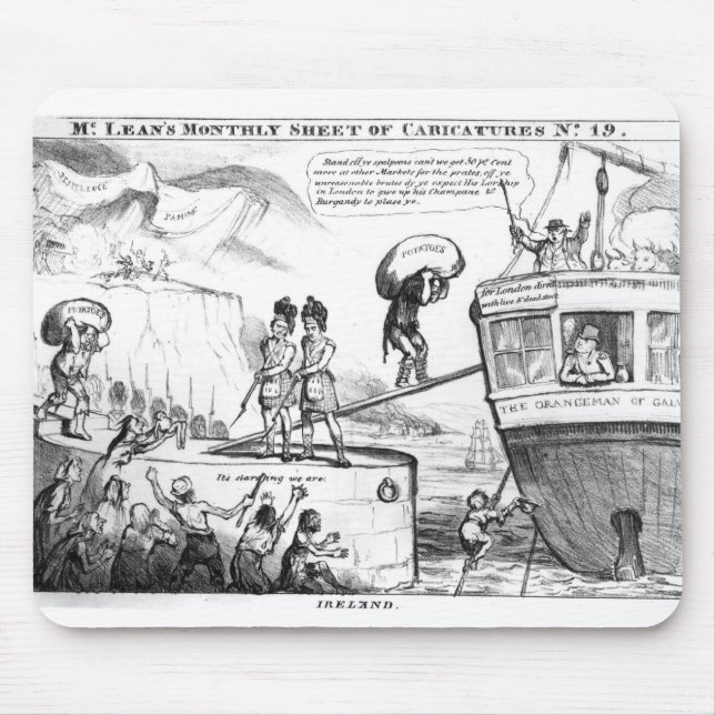 Alfombrilla De Ratón Dibujo animado satírico sobre el estado de Irlanda (Frente)