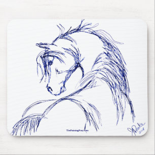 Alfombrilla De Ratón Dibujo artístico de la cabeza del caballo