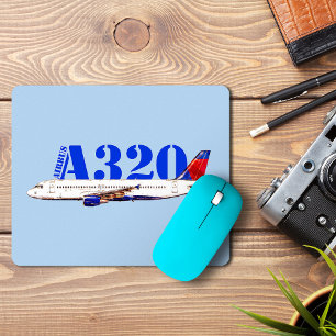 Alfombrilla De Ratón Dibujo de acuarela del avión Airbus A320