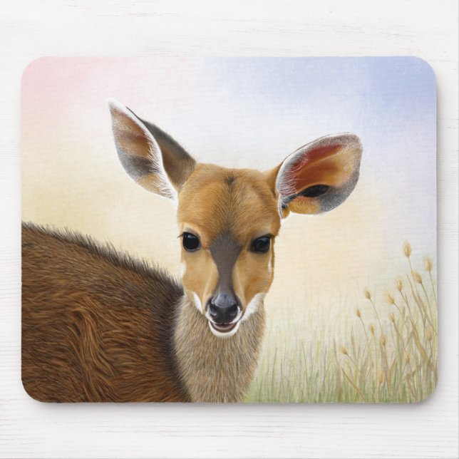 Alfombrilla De Ratón Dibujo de Antelope Bushbuck, joven ciervo africano (Frente)