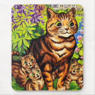 Alfombrilla De Ratón Dibujo de gato y gatitos lindos por Louis Wain