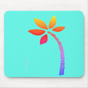 Alfombrilla De Ratón Dibujo de la palmera arcoiris con fondo azul