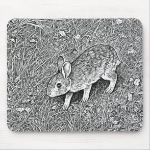 Alfombrilla De Ratón Dibujo de lápiz de conejo lindo 
