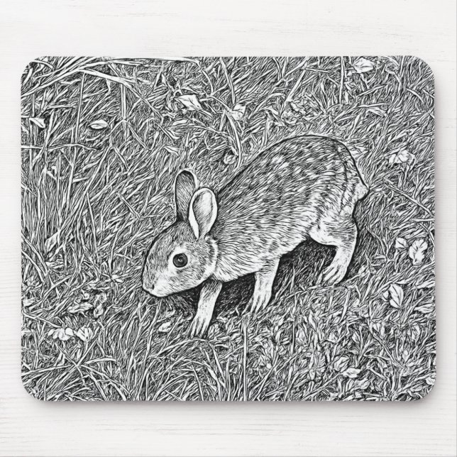 Alfombrilla De Ratón Dibujo de lápiz de conejo lindo  (Frente)