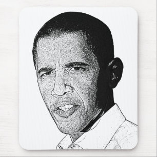 Alfombrilla De Ratón Dibujo de lápiz de Obama