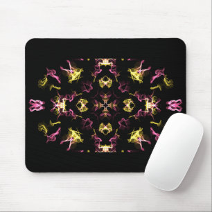 Alfombrilla De Ratón Dibujo de Mandala Hippie Rosa y Amarillo