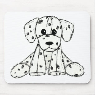 Alfombrilla De Ratón Dibujo de perro de peluche dálmata contorno simple