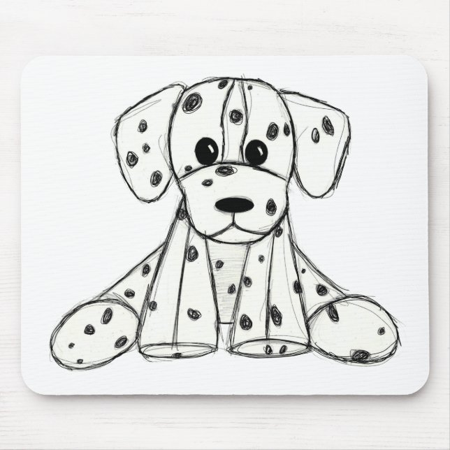 Alfombrilla De Ratón Dibujo de perro de peluche dálmata contorno simple (Frente)