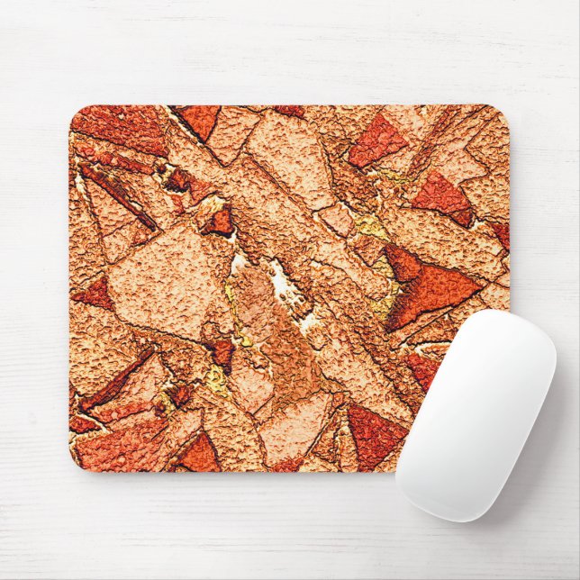 Alfombrilla De Ratón Dibujo de piedra volcánica pintado de naranja rojo (Con ratón)