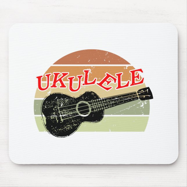 Alfombrilla De Ratón Dibujo de Ukulele con problemas de ocaso retro (Frente)