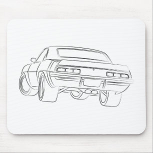 Alfombrilla De Ratón Dibujo del coche del músculo