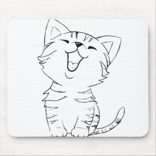 Alfombrilla De Ratón Dibujo Gato Dibujo Artes Gráficas Kitten Silhouett