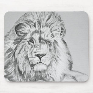 Alfombrilla De Ratón Dibujo original del dibujo del lápiz de un león