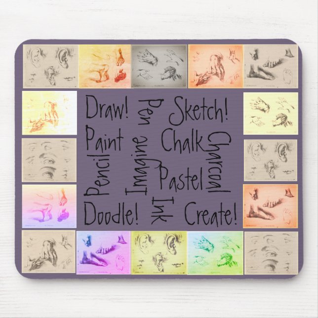 Alfombrilla De Ratón Dibujos antiguos Dibujar dibujo pintar (Frente)